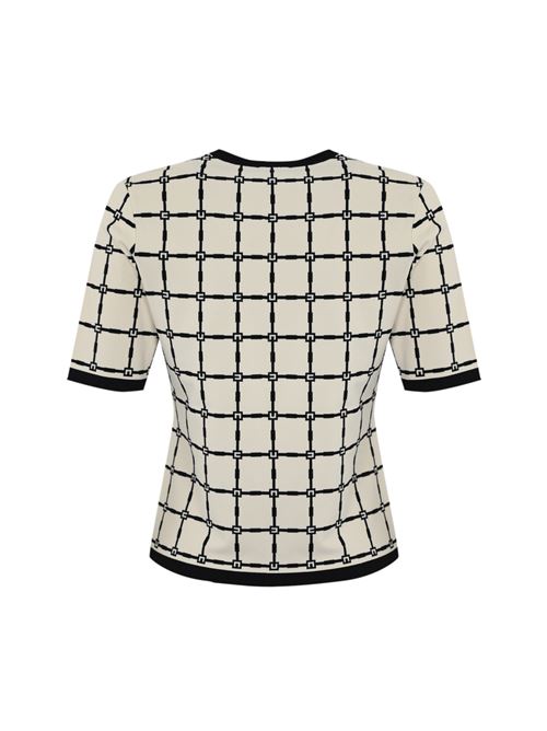 Maglia in viscosa jacquard Burro/Nero Elisabetta Franchi | MK61B51E2E84